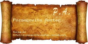 Pozsegovits Aszter névjegykártya